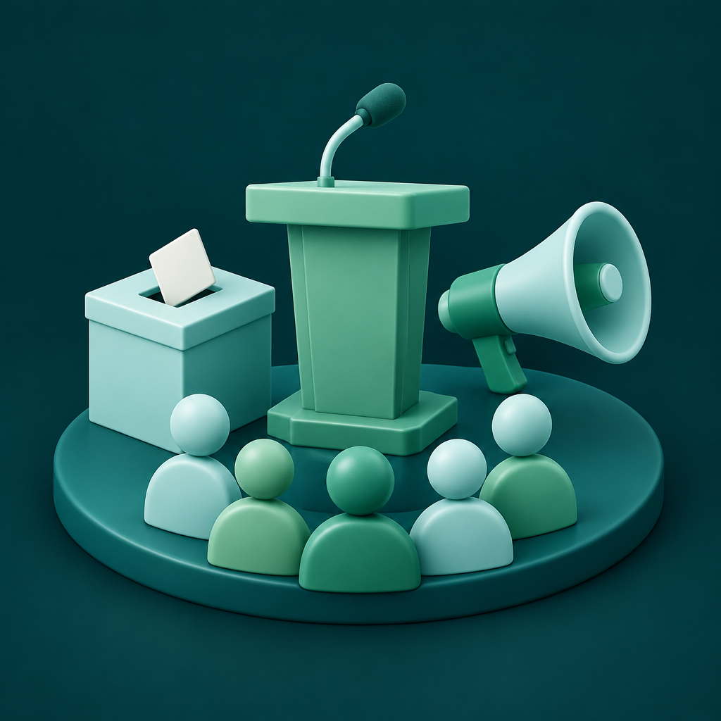Podium, ballot box and audience — Political Marketing