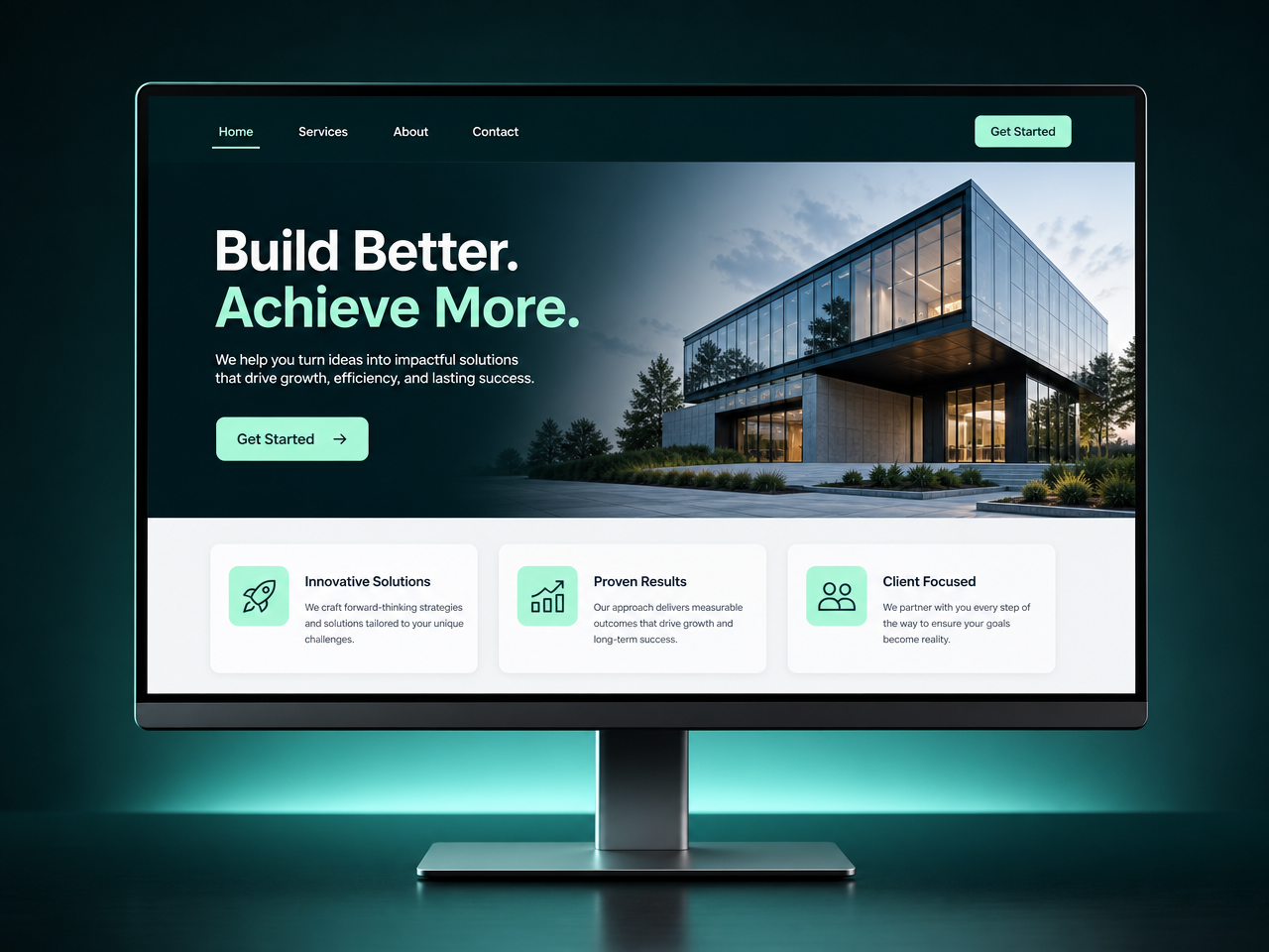 Website wireframe on a monitor — Web Development