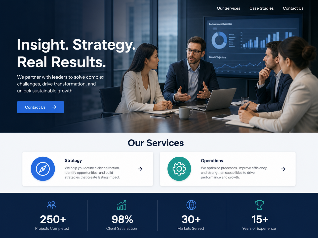 Corporate consulting agency — live website screenshot